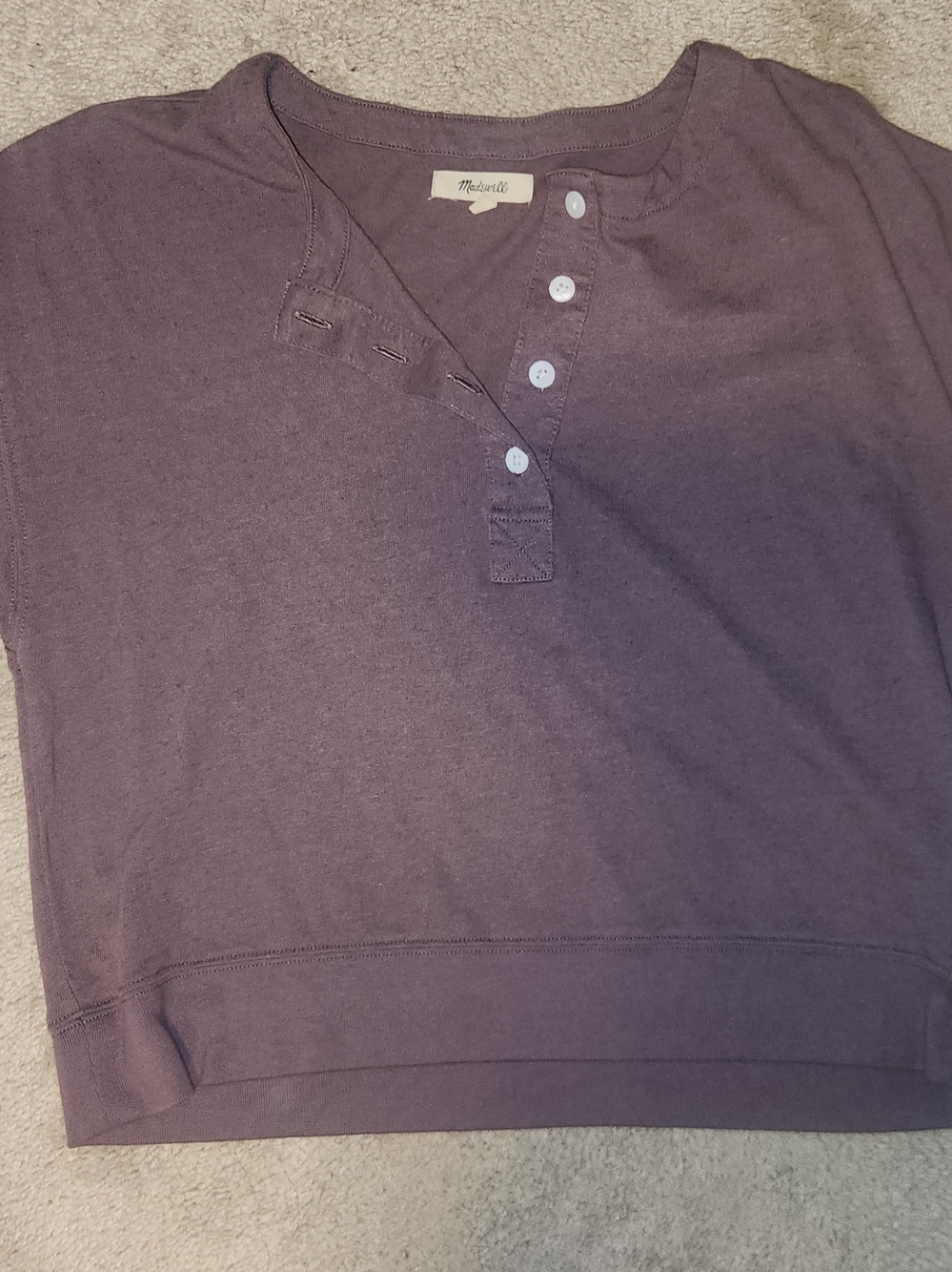 Madewell Mauve Short Sleeve Cropped Henley
